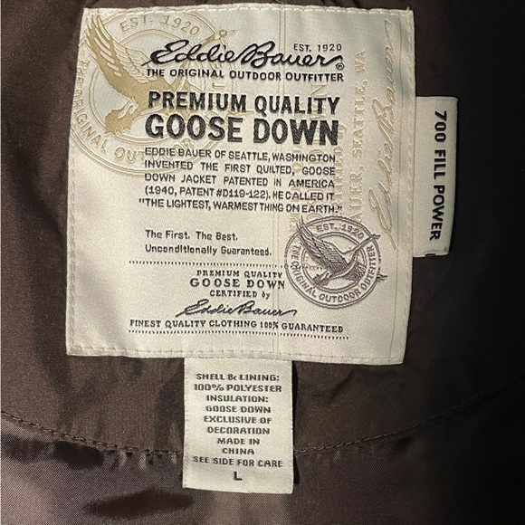 Eddie Bauer 700 Fill Goose Down Puffer Vest Brown Size Large - Picture 13 of 14